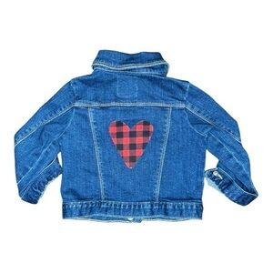 Baby Girl Denim Jean Jacket with Flannel Heart